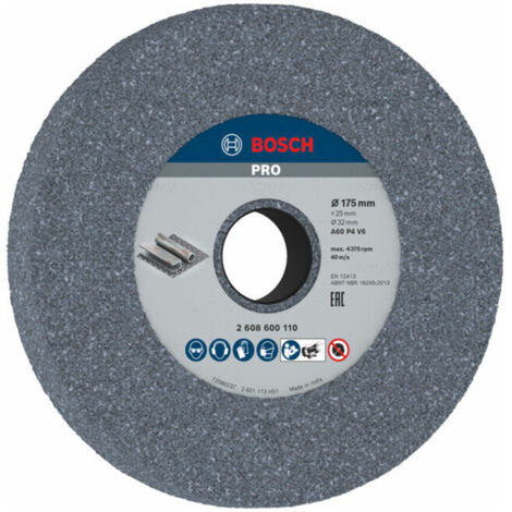 Bosch – Meule à touret 175mm – Grain 60 pour acier trempé – Alésage 32mm – Céramique durable – 2608600110 (1/5)