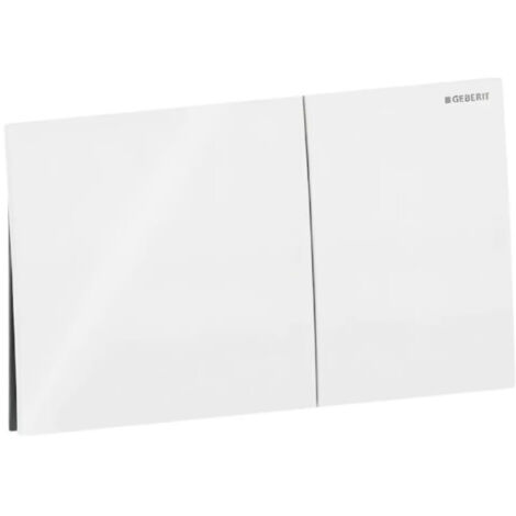 Plaque de commande WC encastré – Double touche – Verre blanc – Dimensions 25 x 14.6 cm – Compatible Geberit Sigma 8 et 12