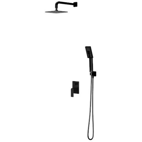 OMNIRES Baretti - Set de douche avec mitigeur encastré, corps d’encastrement, 20x20 cm, 3 jets, noir mat SYSBA10BL (1/5)