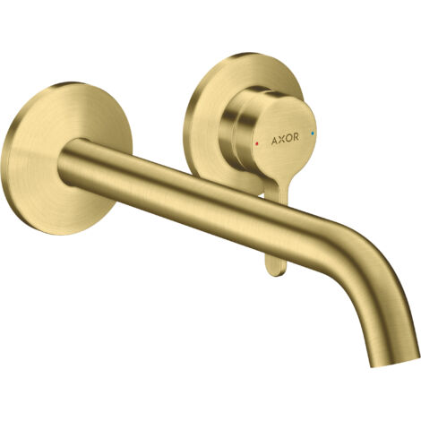 Axor One - Mitigeur de lavabo encastré, avec bonde, installation 2 trous, EcoSmart, laiton brossé 48120950 (1/2)