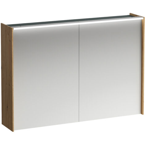 Laufen Lani - Armoire miroir avec éclairage LED, 71x102x21 cm, 2 portes, chêne H4037921122671 (1/3)