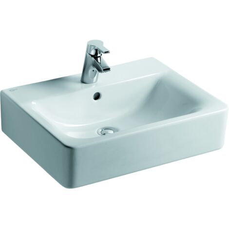 Ideal Standard Connect - Lavabo Cube , 55x46x18 cm, un trou pour mitigeur, blanc E713901