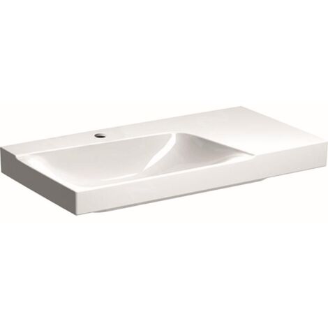 Geberit Xeno 2 - Lavabo 90x48 cm, avec 1 trou, sans trop-plein, avec plage de dépose à droite, avec KeraTect, blanc 500.533.01.1 (1/4)