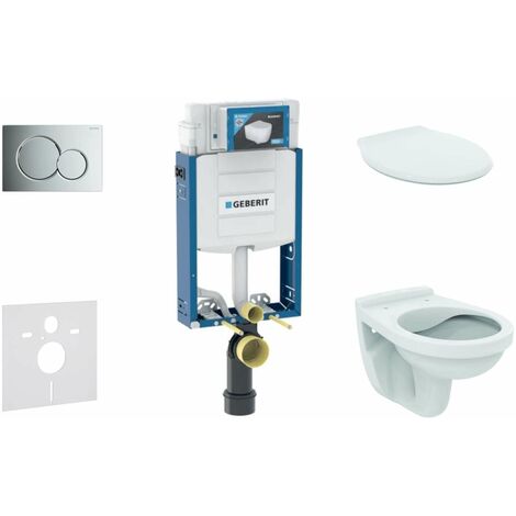 Geberit Kombifix - Set d'installation pré-murale, cuvette Alpha avec abattant, plaque de déclenchement Sigma01, chrome brillant 110.302.00.5 NR2 (1/5)