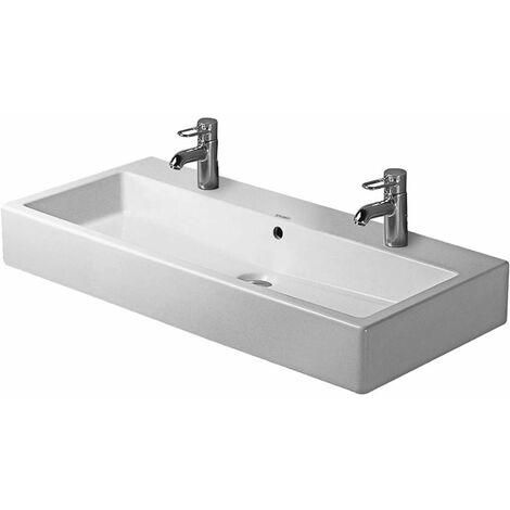 Duravit – Vasque à encastrer double 100x47 cm – 2 trous robinetterie – Céramique sanitaire blanc – Avec trop-plein pour sécurité - 0454100024