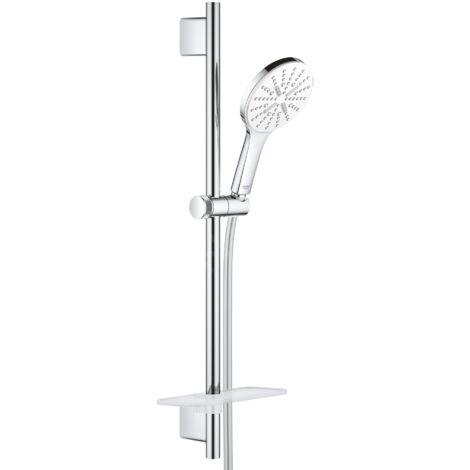 Grohe Rainshower SmartActive - Set de douche de tête 130 9,5 l/min, 3 jets, barre 60 cm et flexible, blanc lunaire 26577LS0 (1/5)