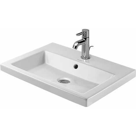Duravit – Lavabo semi-encastrable 60x43 cm en céramique blanche – Trop-plein et 1 trou pour robinet – Design anguleux moderne - 0347600000