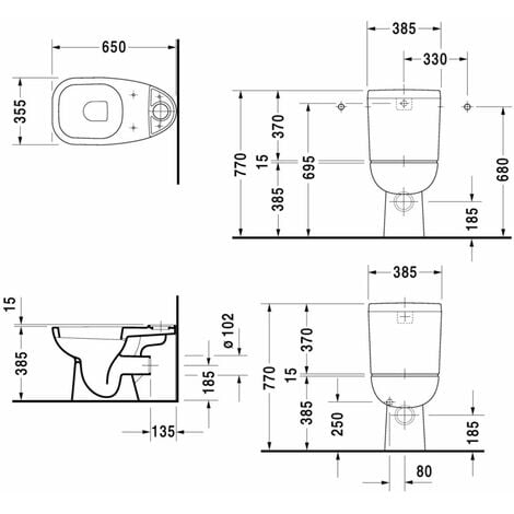 Duravit D-Code - Cuvette de WC à poser, évacuation horizontale, blanc alpin  21110900002
