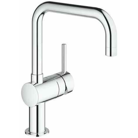 Grohe – Mitigeur monocommandé pour évier avec bec en U – Hauteur sous bec 218 mm – Finition chromée brillante – Technologie SilkMove – 32488000