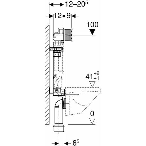 Geberit Kombifix - Bâti-support pour WC suspendu, 108 cm, réservoir encastré Sigma 12 cm, pour extraction des odeurs 110.367.00.5