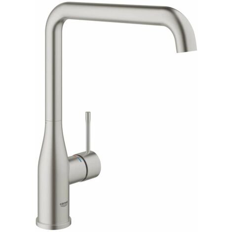 Grohe – Mitigeur monocommande évier avec bec haut pivotant – Finition inox Supersteel – Cartouche céramique 28 mm – Zone de rotation 360° – 30269DC0