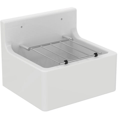 Porcher Poste d'eau 46 x 38 cm avec grille porte seau, blanc (S593901)