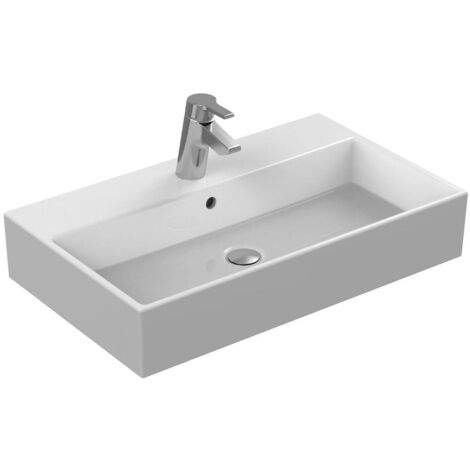 Ideal Standard – Lavabo céramique sanitaire 710 x 420 x 145 mm – Trou de robinet central – Trop-plein rond – Installation murale (1/10)