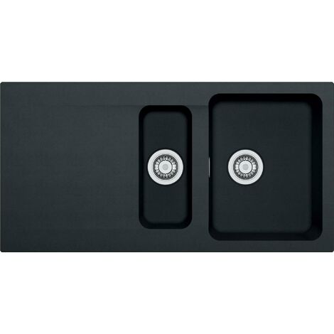 Franke – Évier 2 bacs réversible 100x51cm – Tectonite Carbone – Bonde 90cm avec trop-plein – Pour cuisine moderne