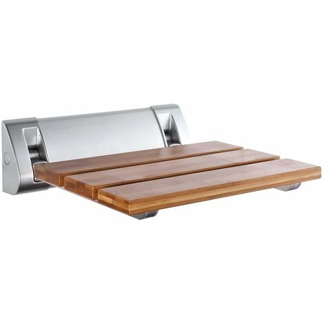 Siège de douche rabattable 32x23 cm en bambou – Cadre en aluminium anodisé – Capacité 160 kg – AE236 – Aqualine (1/5)