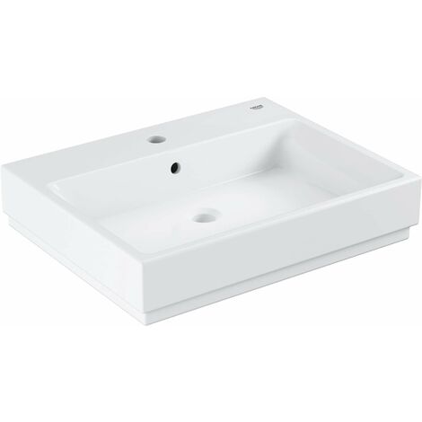 Grohe – Lavabo céramique 600x490 mm 3947300H – Rectangulaire blanc alpin – Trop-plein – Technologie PureGuard antibactérienne (1/5)