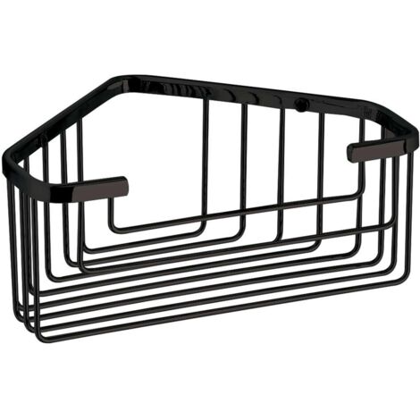 Gedy Smart Étagère Angulaire à Grille de Douche en Acier Inoxydable Noir Mat 20x8x15,1 Cm 2483-14 (1/4)