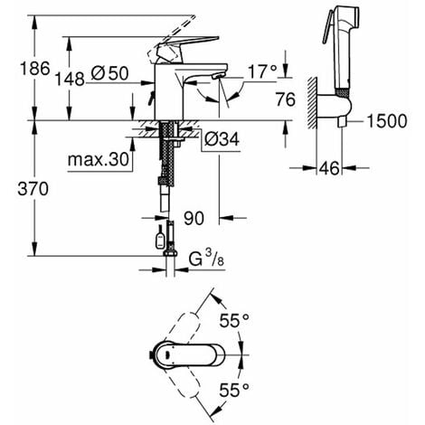 Grohe Eurosmart Cosmopolitan Mitigeur De Lavabo Hygienica Chrome