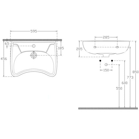Sapho Disabled - Lavabo en céramique 59x45,5 cm pour PMR (3001) 10TP60060