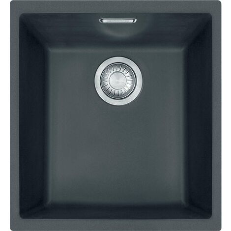 Franke – Évier en tectonite SID 110-34 38x45 cm noir – Montage sous plan – Bonde à panier 3 1/2" avec trop-plein – Siphon gain de place