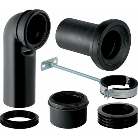 Geberit – Kit de raccordement 131082161 – Coude 90° en PE-HD ⌀ 90 mm – Manchon de transition ⌀ 90 / 110 mm – Pour WC suspendus et au sol