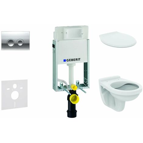 Geberit Kombifix - Set d'installation pré-murale, cuvette Alpha avec abattant, plaque de déclenchement Delta21, chrome brillant 110.100.00.1 NR2 (1/5)
