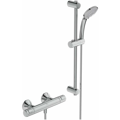 Ideal Standard – Colonne de douche thermostatique avec thermostat – 3 jets pluie/massage – Finition chrome – Longueur flexible 1600mm – Technologie Cool Body - A7203AA
