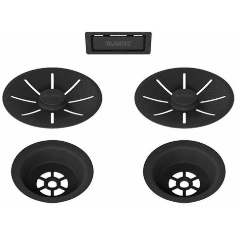 Blanco Accessoires - Garniture de vidage C-overflow, pour évier double, BlackEdition, noir mat 239979