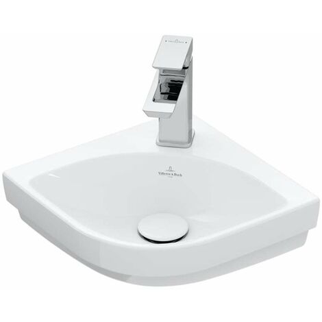 Villeroy & Boch – Lavabo d'angle 320x320 mm sans trop-plein – Trou pour robinet – Céramique sanitaire blanc alpin – Fixation suspendue – 43714601