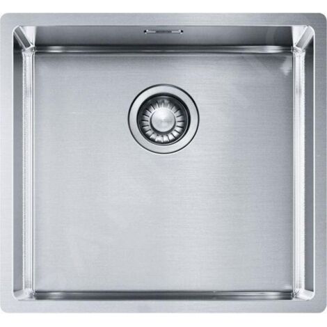 Franke – Évier en inox 1 bac 49x45 cm – Montage sous plan – Siphon compact 6/4“ avec prise pour lave-vaisselle – Trop-plein caché