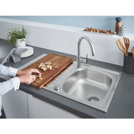 Grohe Éviers - Ensemble évier K200 et mitigeur BauEdge, inox brossé / chrome 31562SD1