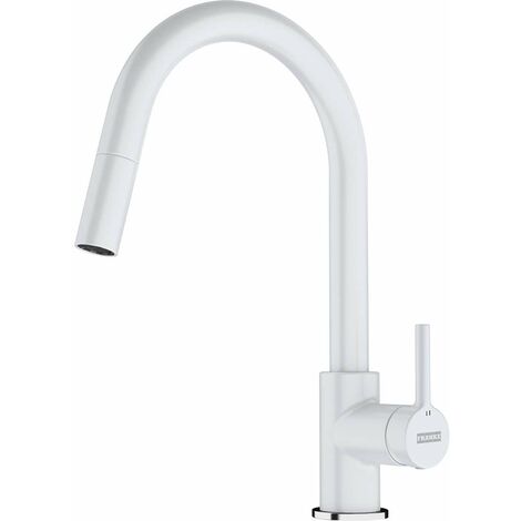Franke – Mitigeur de cuisine avec douchette extractible – Finition fragranite blanc glace – Hauteur 360 mm – Longueur bec 215 mm – Débit 9,3 l/min (1/2)