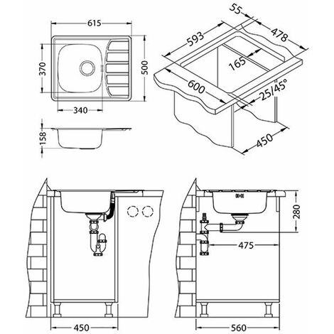 Alveus Zoom - Évier 62x50 cm, inox 1098940