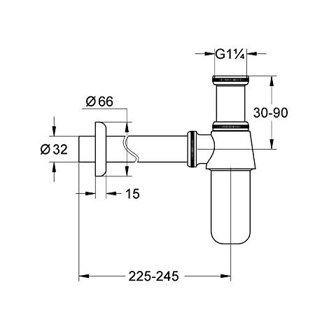 Grohe – Siphon de lavabo en laiton chromé 26cm – Finition résistante aux rayures – Compatible avec lavabos standards – 28920000 (1/8)