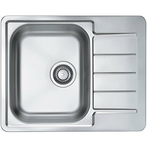 Évier 1 bac inox 62x50 cm avec trop-plein – Installation sur plan de travail 450 mm – Bonde 3 1/2'' – 1125356 – Alveus