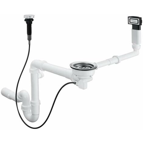Hansgrohe – Kit de trop-plein automatique pour évier granit – Finition chrome – Siphon 40/50 mm – Bonde panier 3 1/2' – Installation facile