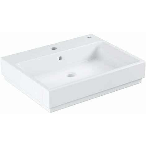 Grohe – Vasque à poser carrée 600x490 mm – Céramique blanche avec finition PureGuard – Trop-plein et orifice préparé – Design moderne