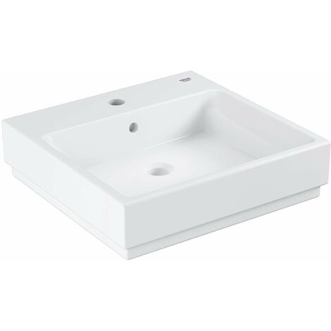 Grohe – Vasque à poser 50x49 cm avec trop-plein – Céramique blanche alpin – Traitement PureGuard – Kit de montage inclus