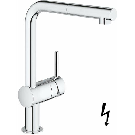 Grohe – Mitigeur de cuisine avec douchette extractible – Finition chrome – Bec haut rotatif 360° – Cartouche céramique 46 mm – 31397000