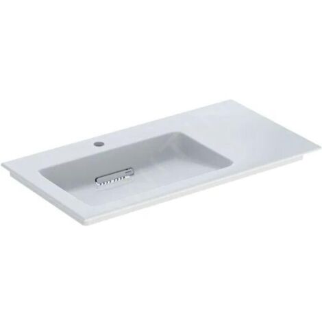 Geberit ONE - Meuble-lavabo 90x48x13 cm, trop-plein caché, avec trou pour robinetterie, sortie horizontale, KeraTect, blanc 505.007.00.1 (1/3)