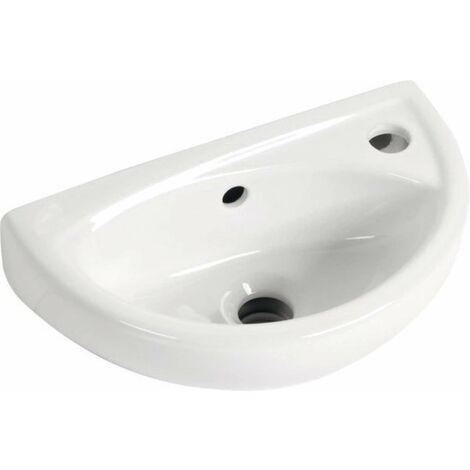 Aqualine Small - Lave-mains Oval, 40x23 cm, avec 1 trou à droite, blanc TP040