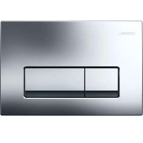 Geberit – Plaque de commande WC Delta50 – Chrome brillant – Dimensions 246 x 164 x 23 mm – 2 volumes de chasse d’eau – Fixation murale (1/2)