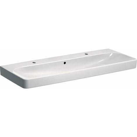 Geberit – Lavabo carré 120x48cm en céramique blanche – 2 trous pour robinet – Avec débordement – Pour meubles sous vasque compatibles