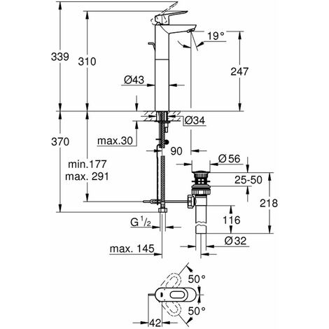 Grohe BauLoop - Mitigeur pour la vasque, avec vidage, chrome 32856000