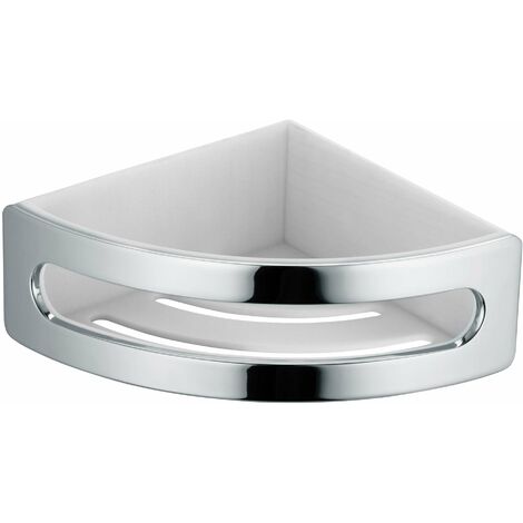 Keuco – Panier d'angle pour douche 11657010000 – Métal chromé – Fixation murale invisible – Insert plastique amovible – Dimensions L.251 x l.180 x H.70 mm