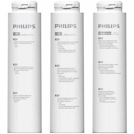 Philips Accessoires - Ensemble de filtres de remplacement 3en1 pour la  filtration d'eau sous évier AUT883/