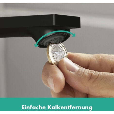 hansgrohe Rebris E Mitigeur de lavabo 80 pour lave-mains sans tirette ni vidage Noir mat