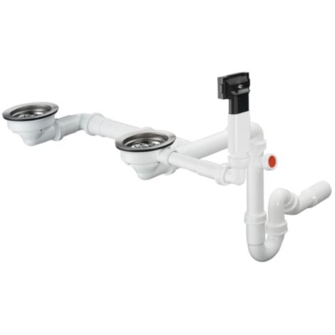 Hansgrohe – Garniture de vidage pour évier granit à deux bacs – Système d'évacuation avec bonde panier – Diamètre siphon 40/50 mm – 43928000
