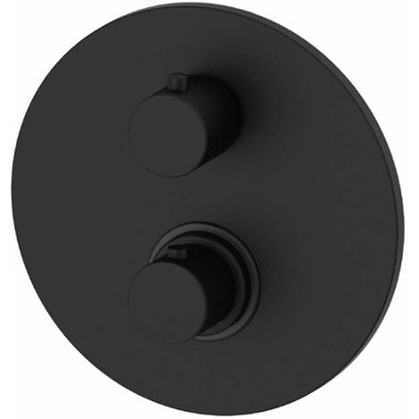 Paffoni Light - Mitigeur thermostatique de douche, encastré, avec corps d’encastrement, 2 sortie, noir mat LIQ018NO (1/3)