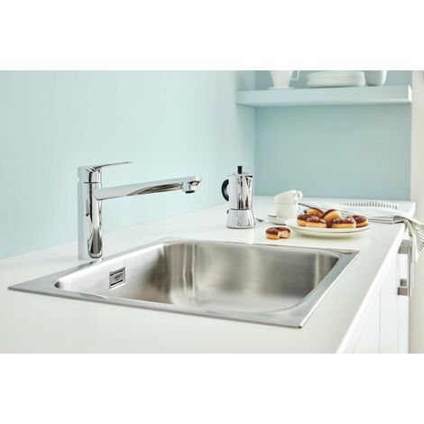 Mitigeur évier de cuisine medium chrome mat Grohe